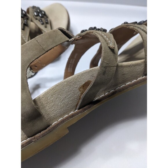 Earthies Brown Leather StrapOn Sandals Sz 7B Bello Olive Brown Beaded Design - Picture 11 of 14